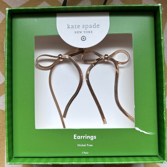 NWT Kate Spade x Target Gold Bow Drop Earrings Limited Edition Gift - Picture 5 of 5
